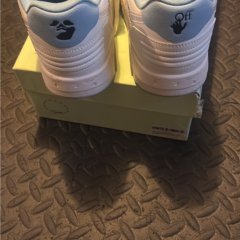 Off-White White and Light Blue Sneakers